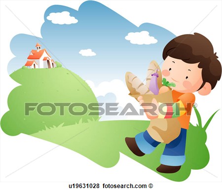 Little Boy Going Home From The Market U19631028   Search Eps Clip Art
