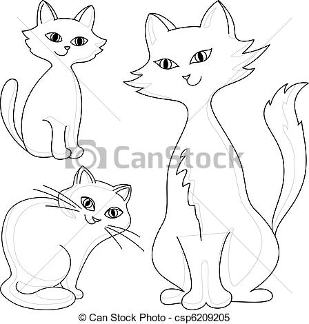 Three Cats Clipart Three Kind Cheerful Domestic