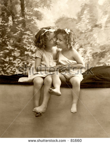 Vintage Photograph  C  1900  Of Two Little Girls Cheek To Cheek