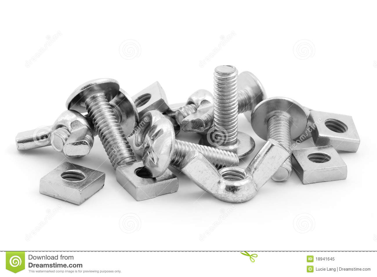 Pile Of Nuts And Bolts Over White Royalty Free Stock Photo   Image