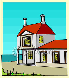 House On The Beach Royalty Free Clipart Picture