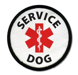 Service Dog Black Rim Medical Alert Symbol 3 Inch Sew On Patch