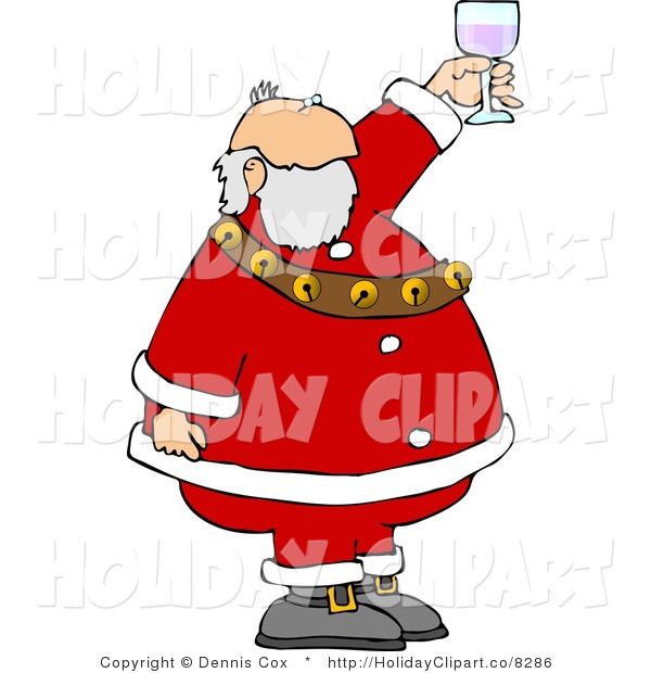 Holiday Clip Art Of Santa Claus Proposing A New Years Toast With A