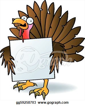Illustration   Crazy Turkey With A Sign  Clipart Drawing Gg59258703