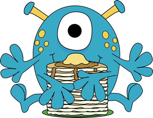 Monster Eating Pancakes Clip Art Image   Monster With Four Arms Eating