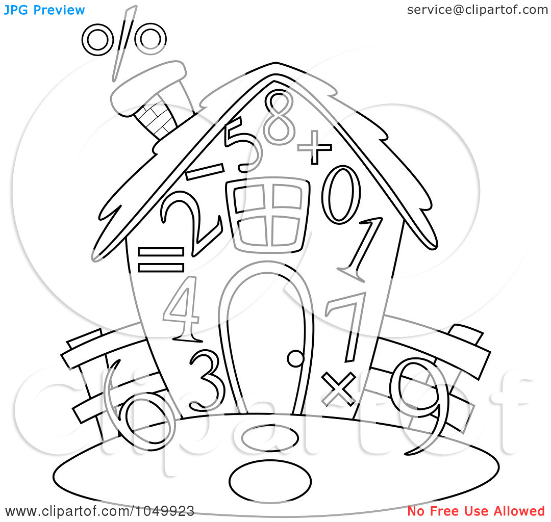 Rf  Clip Art Illustration Of A Coloring Page Outline Of A Number House