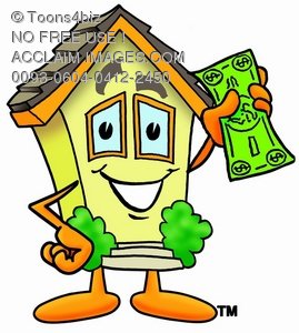 Stock Clipart Image Of A Cartoon House Character Holding Cash