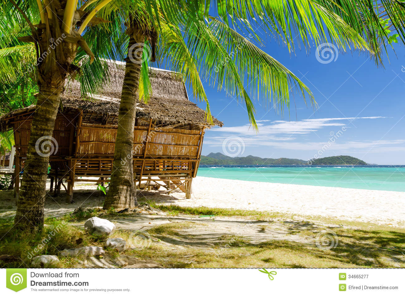 Tropical Beach Hut Clipart Bamboo Hut On Tropical Beach