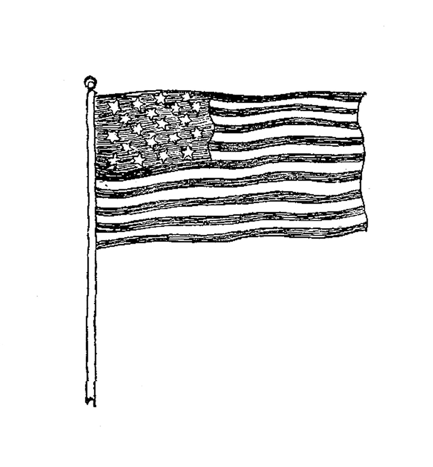 25 Jun 2008   Vintage American Flag Clip Art Black And White