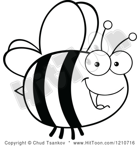 Bee Clipart Black And White 1210716 Cartoon Of A Black And White Happy