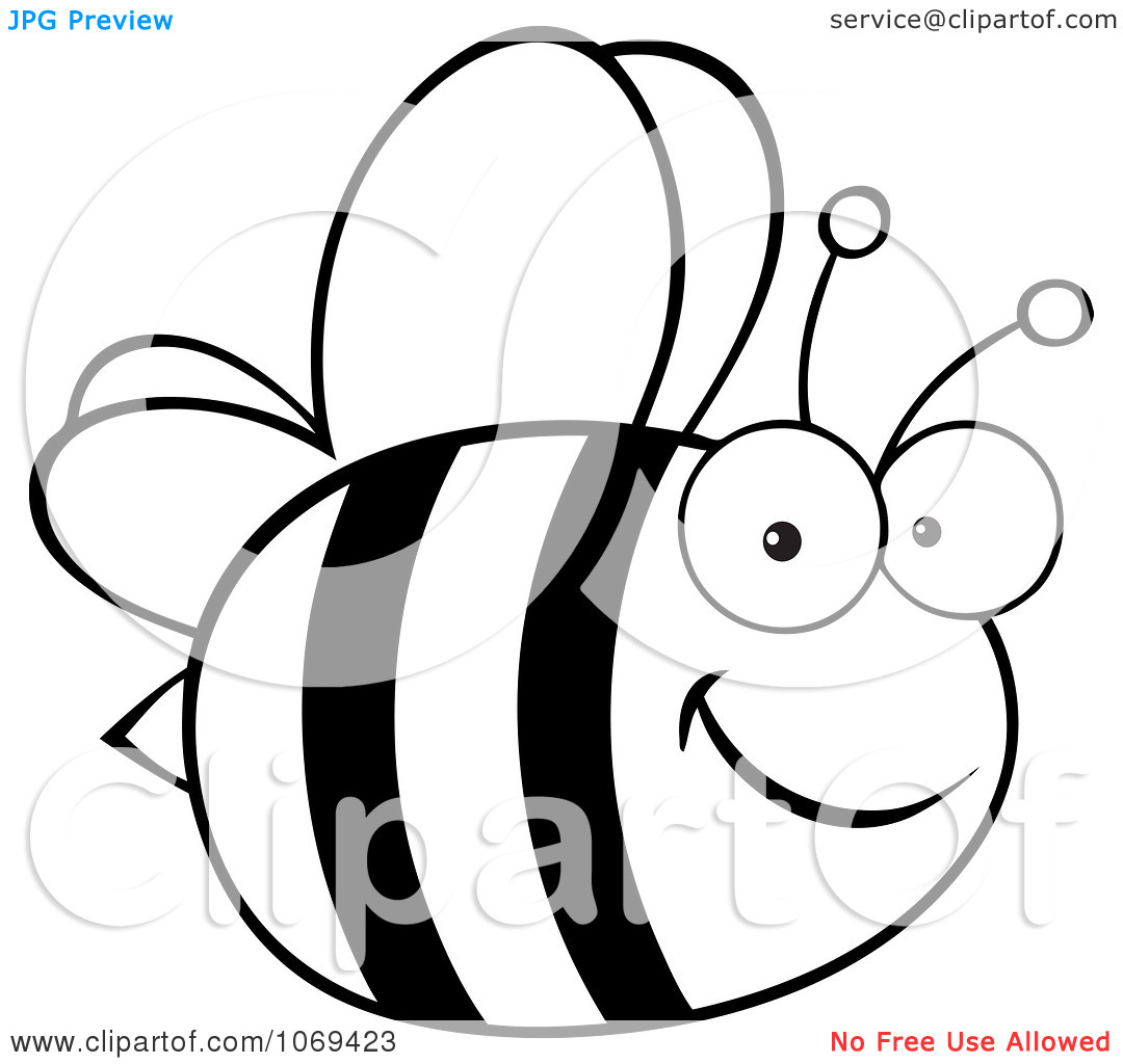 Clipart Black And White Bee   Royalty Free Vector Illustration By Hit