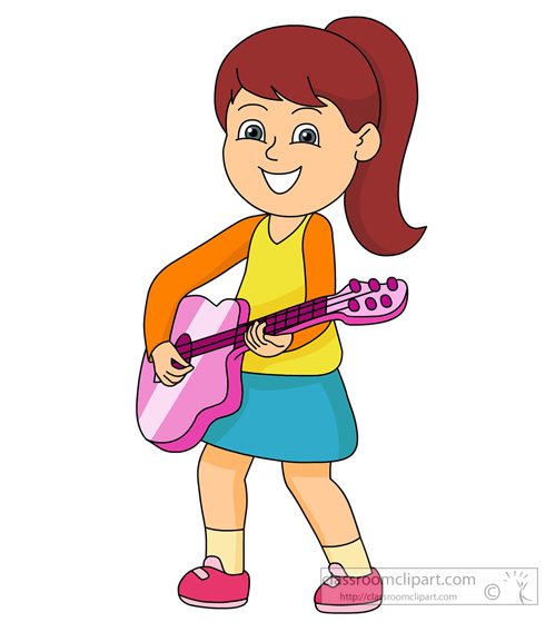 Musical Instruments   Girl Playing Guitar 814   Classroom Clipart