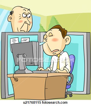 Stock Illustration   Man Sick At Work  Fotosearch   Search Clipart
