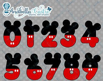 Instant Download Mickey Mouse Inspi Red Clipart Numbers Clip Art For