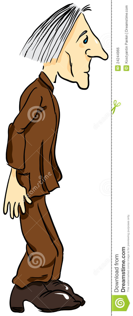 Thin Man In A Brown Suit With Long Hair Vector Illustration