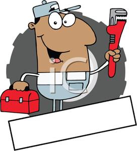 African American Plumber Holding Tools   Royalty Free Clipart Picture