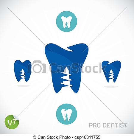 Clipart Vector Of Dentist Symbols Sign Illustration Button Badge