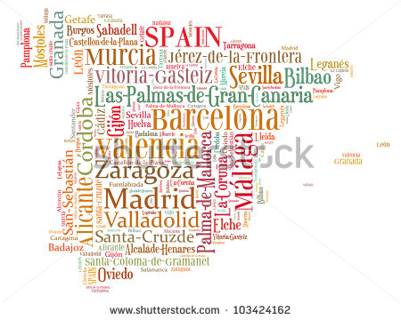Clipart Spanish Words Spain Map And Words Cloud With