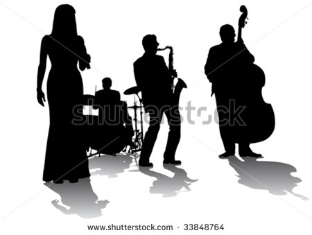 Vector Drawing Concert Of Jazz Music  Silhouettes On A White