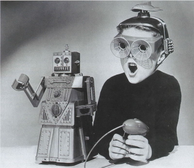 Boy And His Toy Robot   Funny 1950s Picture  Check Out This Picture