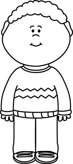 Sweater Clip Art   Black And White Kid Wearing A Sweater Image More