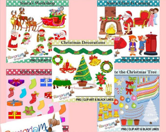 Items Similar To Christmas Santa S Workshop Clip Art On Etsy