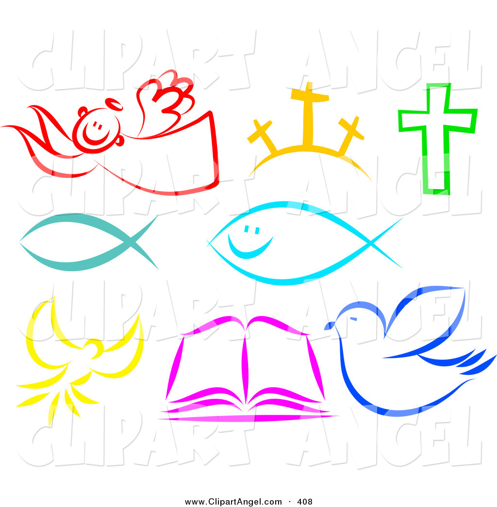 Vector Of A Digital Set Of Colorful Christian Items On White By Prawny