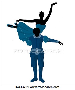 African American Ballet Couple Illustration Silhouette View Large