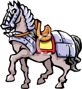 Clipart Image Of A Knight S Horse In Metal Plating