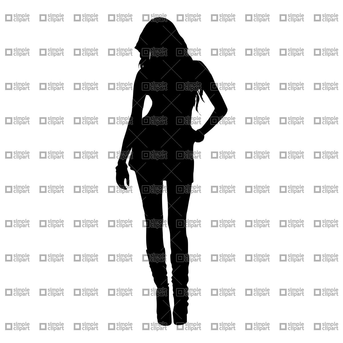 Clipart   People   Silhouette Of Beautiful Young Girl Vector Clipart
