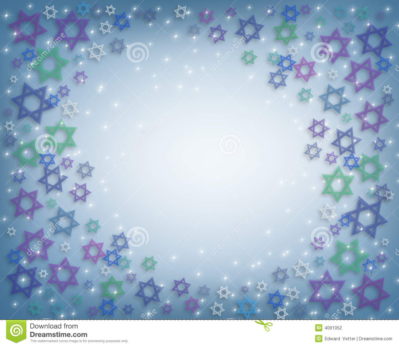 Illustrated Background Border Or Frame For Hanukkah With Jewish Stars