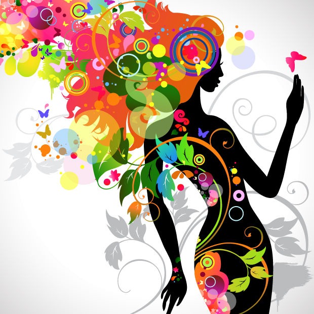 Name  Colorful Floral Girl Silhouette