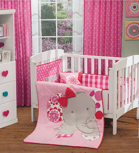 New Girl Pink Baby Elephant Crib Bedding Nursery Set 6