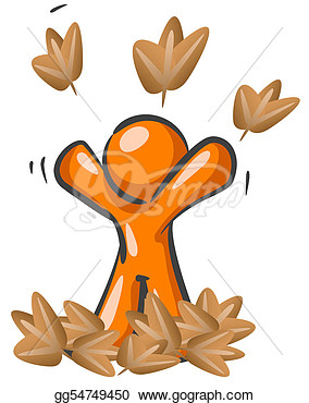 Orange Man Playing In Leaves  Clipart Drawing Gg54749450