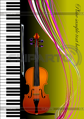 Piano With Violin  Vector Colored Illustration  Cover For Book