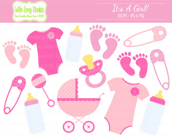 Pink Baby Rattle Clip Art Baby Girl Clipart Baby Shower