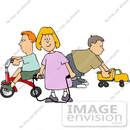 Caucasian Children Playing With Toys Clipart    14935 By Djart