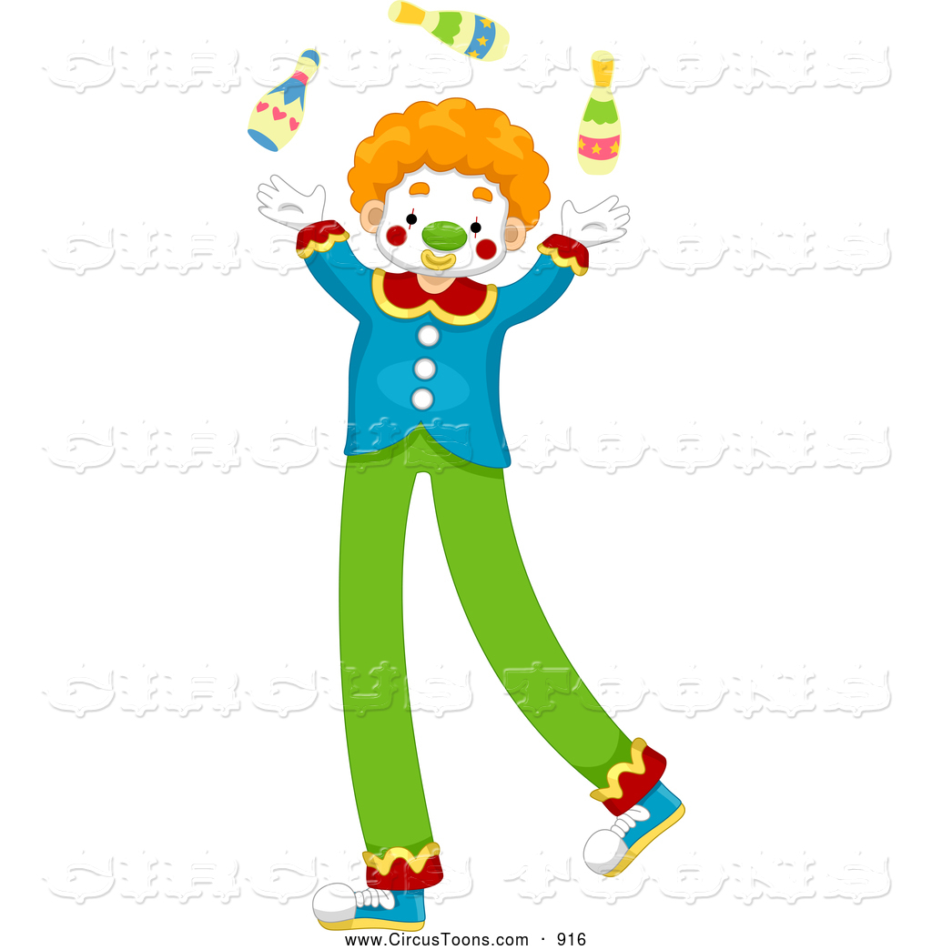 Circus Clipart Of A Smiling Juggling Circus Clown On Stilts By Bnp