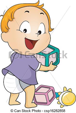 Clipart Vector Of Baby Toys   Illustration Of A Baby Boy Playing With