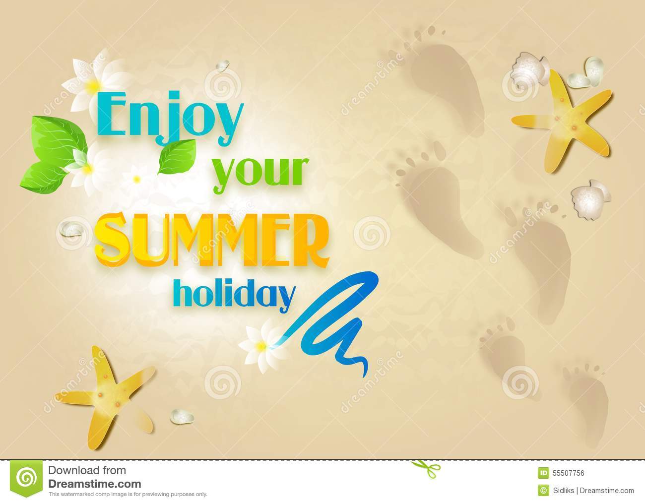 Summer Card With Greeting Enjoy Your Summer Holiday