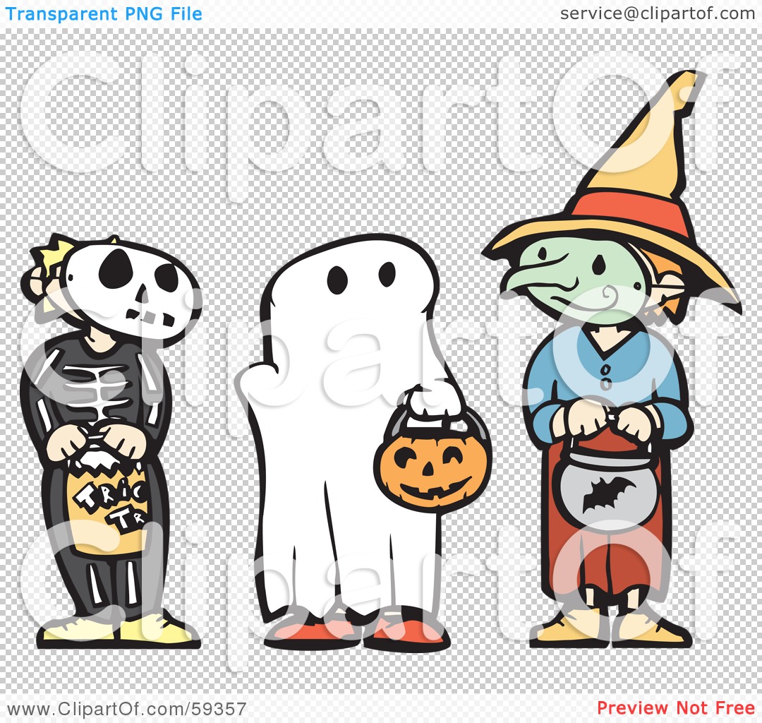 Royalty Free  Rf  Clipart Illustration Of Trick Or Treating Halloween