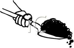 Black And White Dirt In A Shovel Clip Art Image