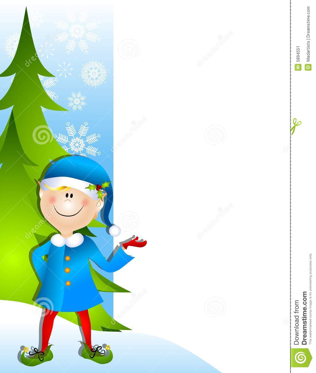 Clip Art Illustration Of A Christmas Santa Elf Standing And Pointing