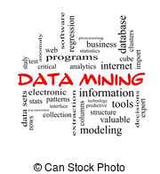 Data Mining Word Cloud Concept In Red Caps With Great Terms