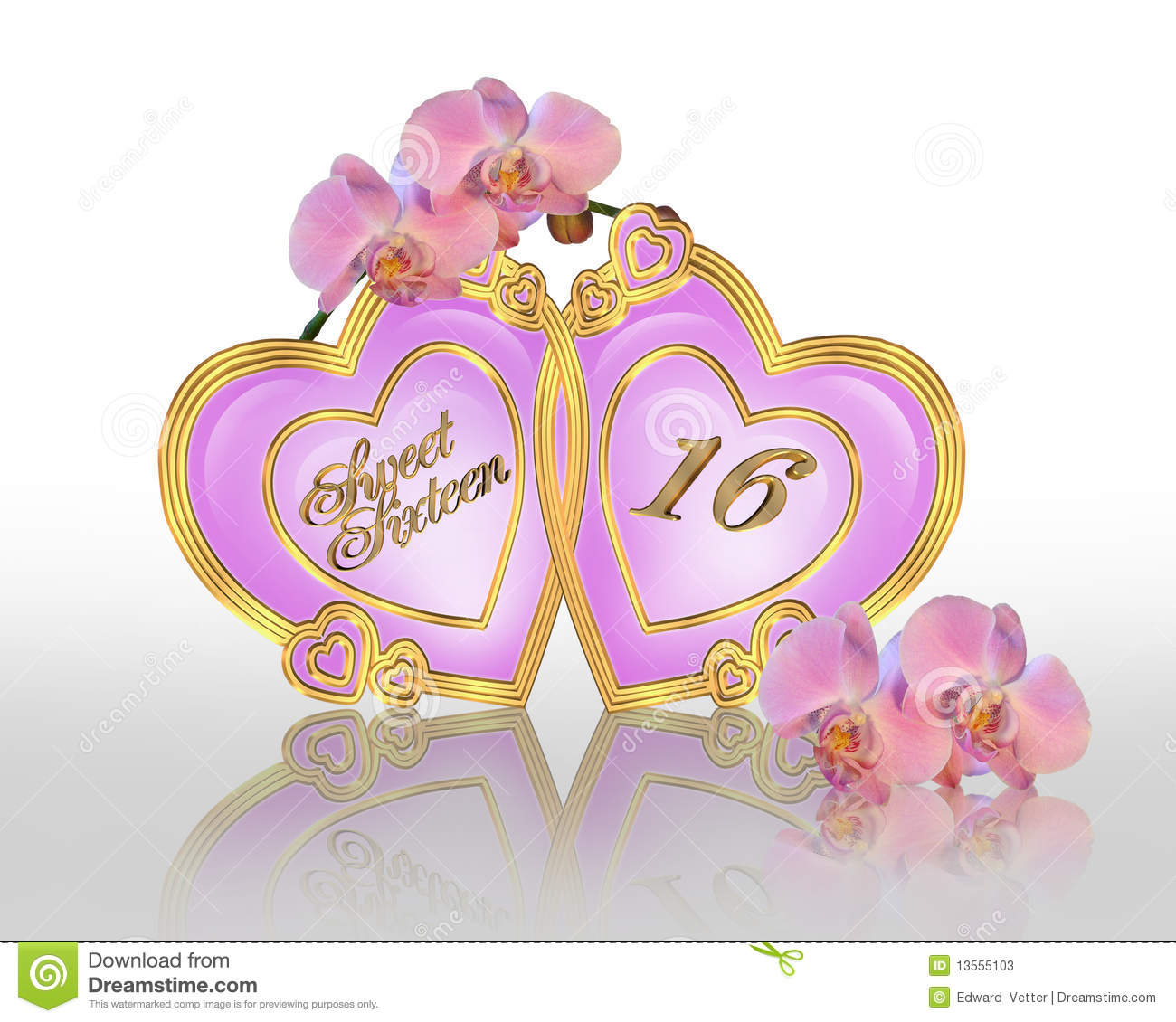 Pink Orchids For Sweet 16 Birthday Party Invitation Or Greeting Card