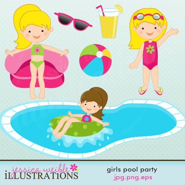 Girls Pool Party Graphics   Clipart   Kids Ideas   Pinterest   Girl