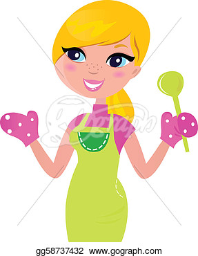 Stock Illustration   Cute Blond Woman Cooking Healthy Food  Vector