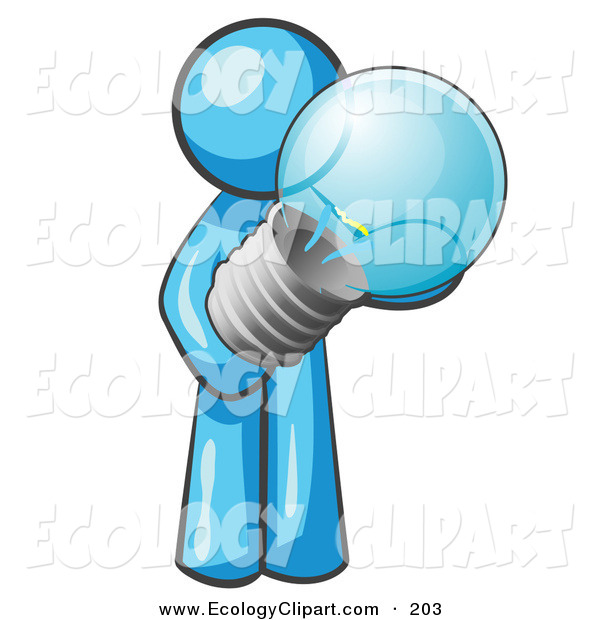 Vector Clip Art Of A Caring Light Blue Man Holding A Glass Electric