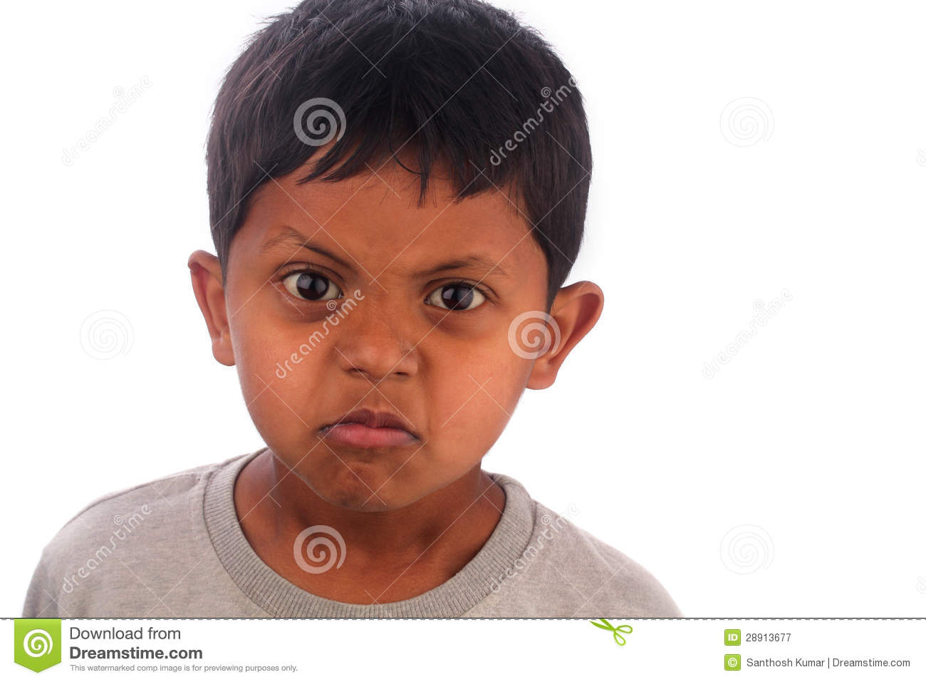 Angry Frustrated Irritated Young Boy Kid  Isolated On White Royalty