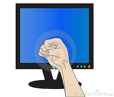Fist Threatens Monitor Royalty Free Stock Images   Image  16560309